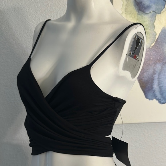 Lulus Black Sleeveless Wrap Camisole - Picture 2 of 9
